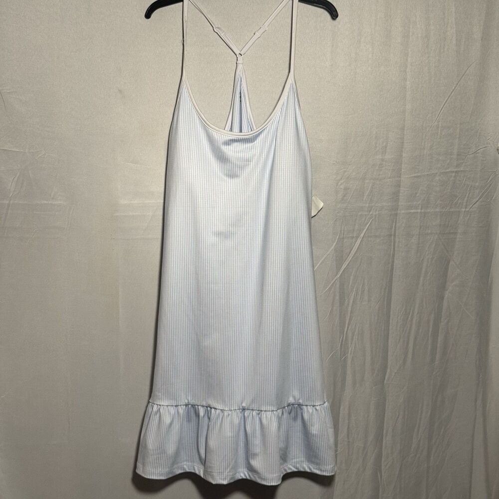Crown & Ivy Athletic Dress XL Blue White Stripe attach Short Tennis Golf Pockets